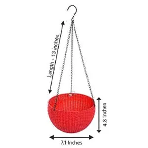 Go Hooked Plastic Hanging Pot, Multicolour, Pot Diameter -7.1 Inch, Pot Height -4.8 Inch, Pot Thickness -3 mm, Chain Length -13 inch Approx., 5 Pieces