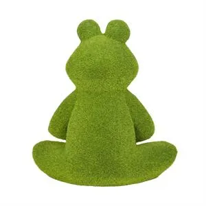 Green Ceramic Eclectic Frog Garden Sculpture, 12" x 7" x 13"