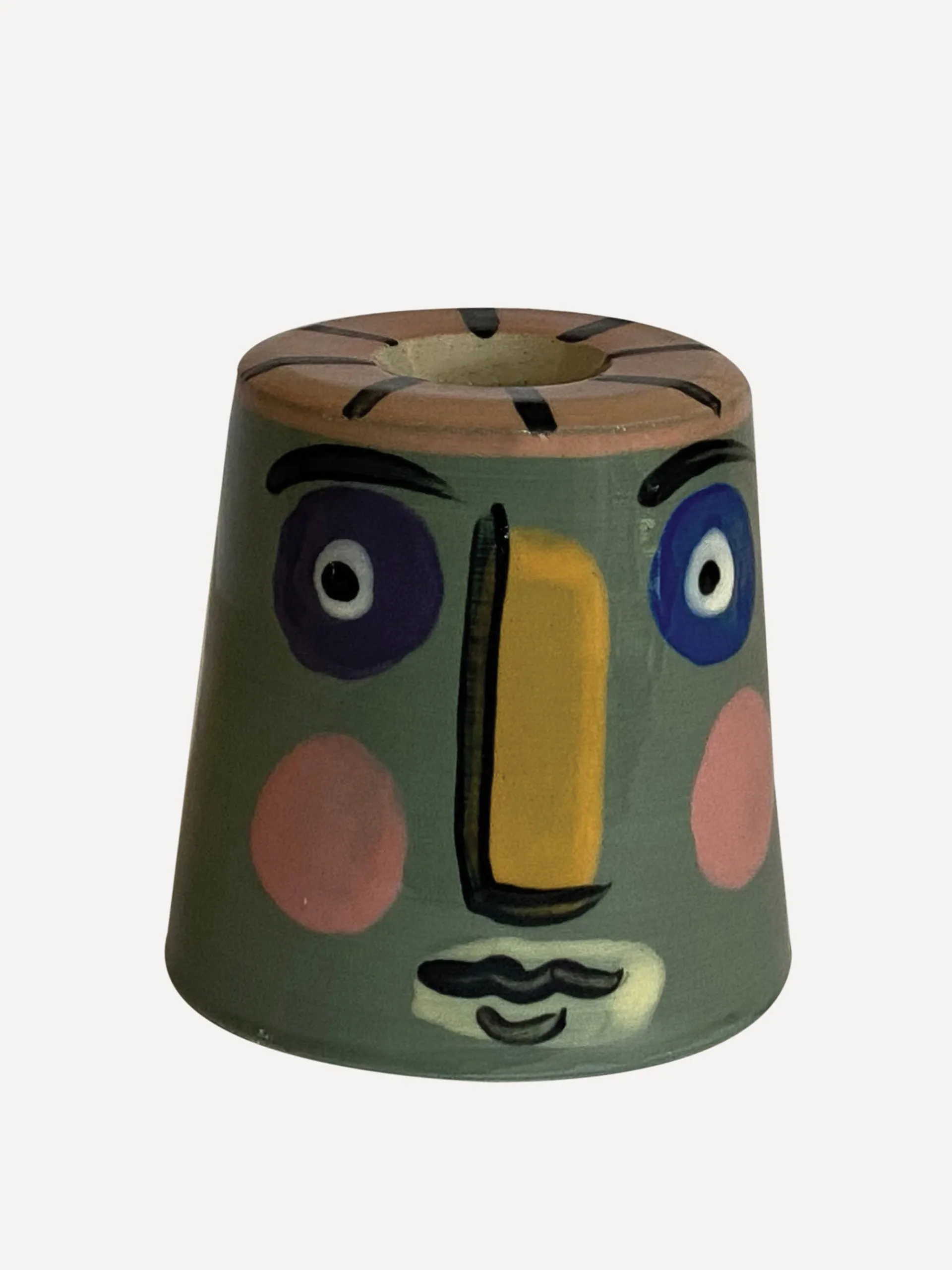 Green isolation face candle holder