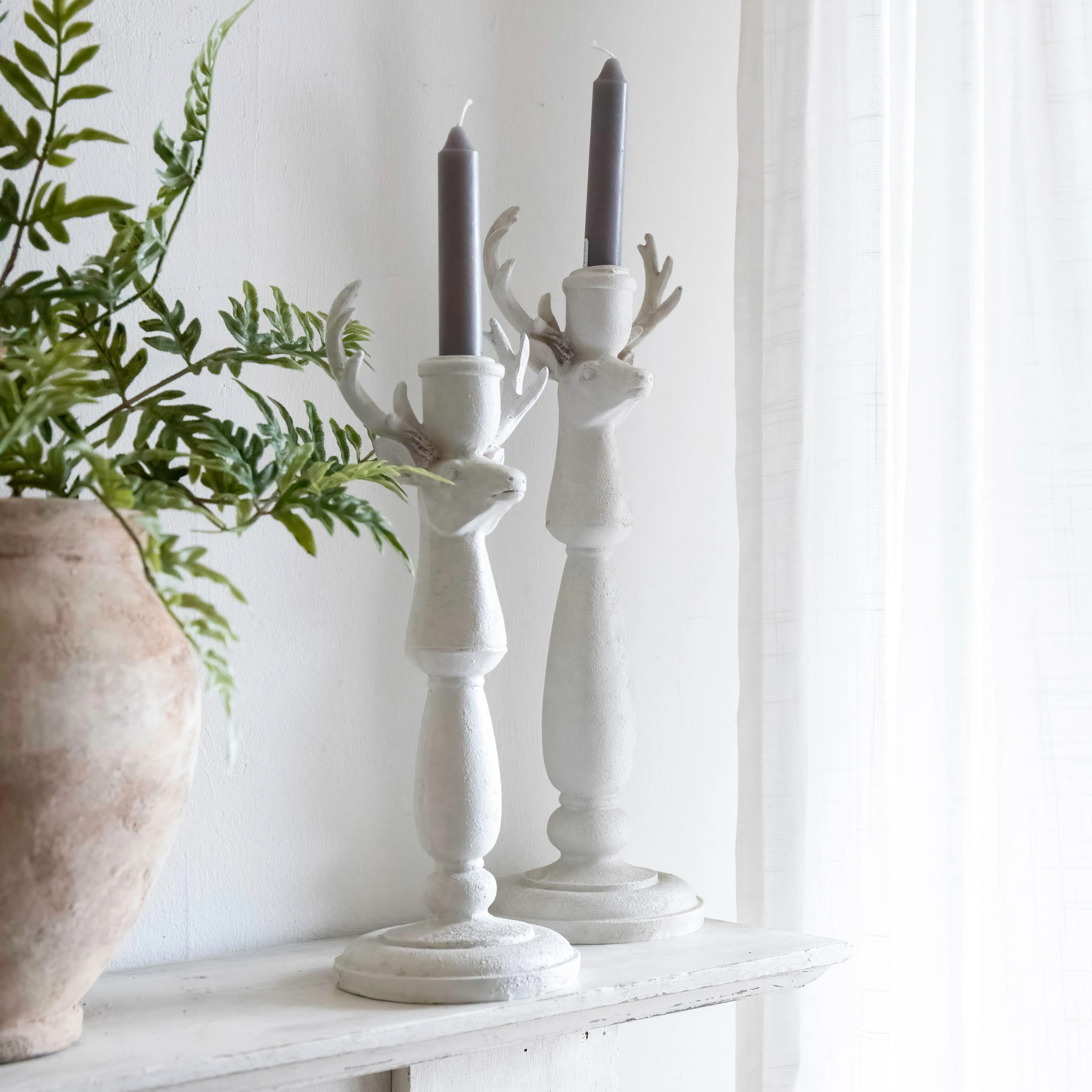 Grey stag candle holder - 2 sizes