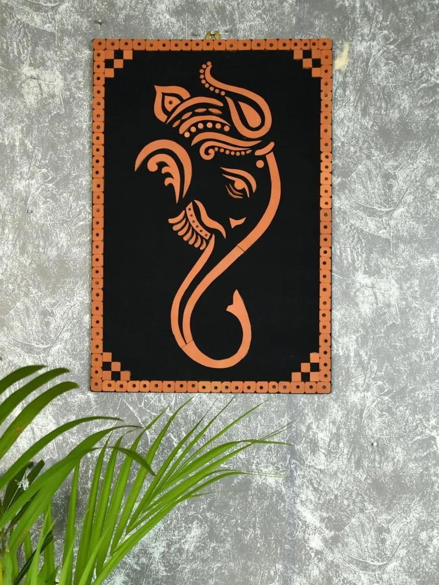 Handcrafted Abstract terracotta Ganesh Wall Art: Unique Home Decor