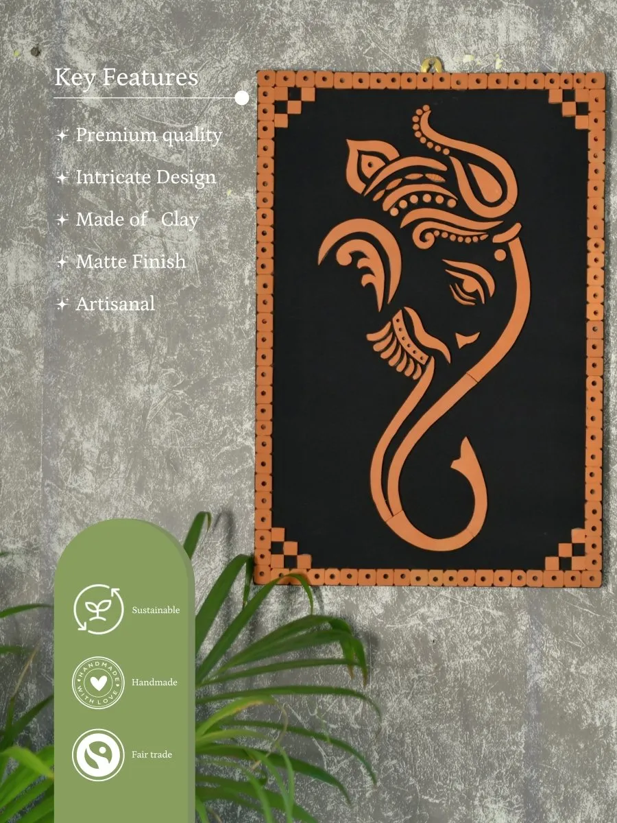 Handcrafted Abstract terracotta Ganesh Wall Art: Unique Home Decor