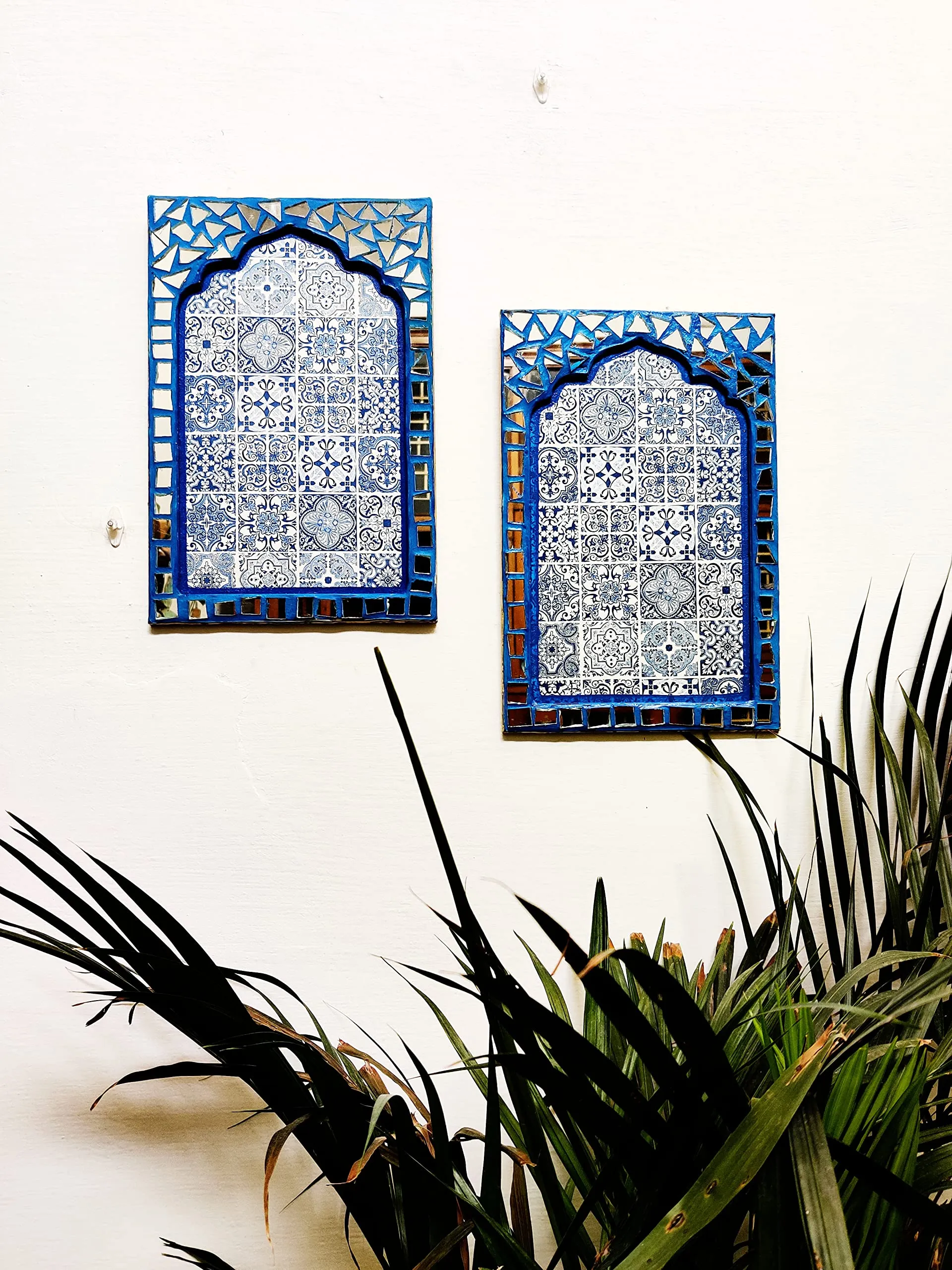 HANDMADE BUZZ Handcrafted Jharokas for Home Decor, Living Room, Bedroom, Wall Hanging Jharokha, MDF Wooden Wall Panel, Antique | Size 12 x 8 Inches | Pack of 2