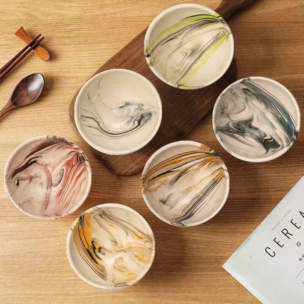 Handmade Ceramic Bowls Set of 6 Mocha - Snack & Dip Bowls