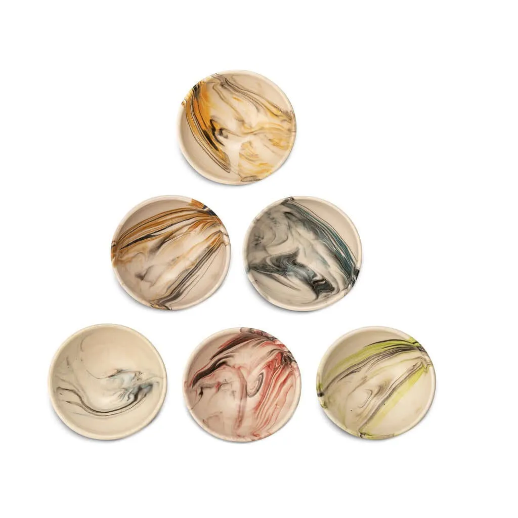 Handmade Ceramic Bowls Set of 6 Mocha - Snack & Dip Bowls