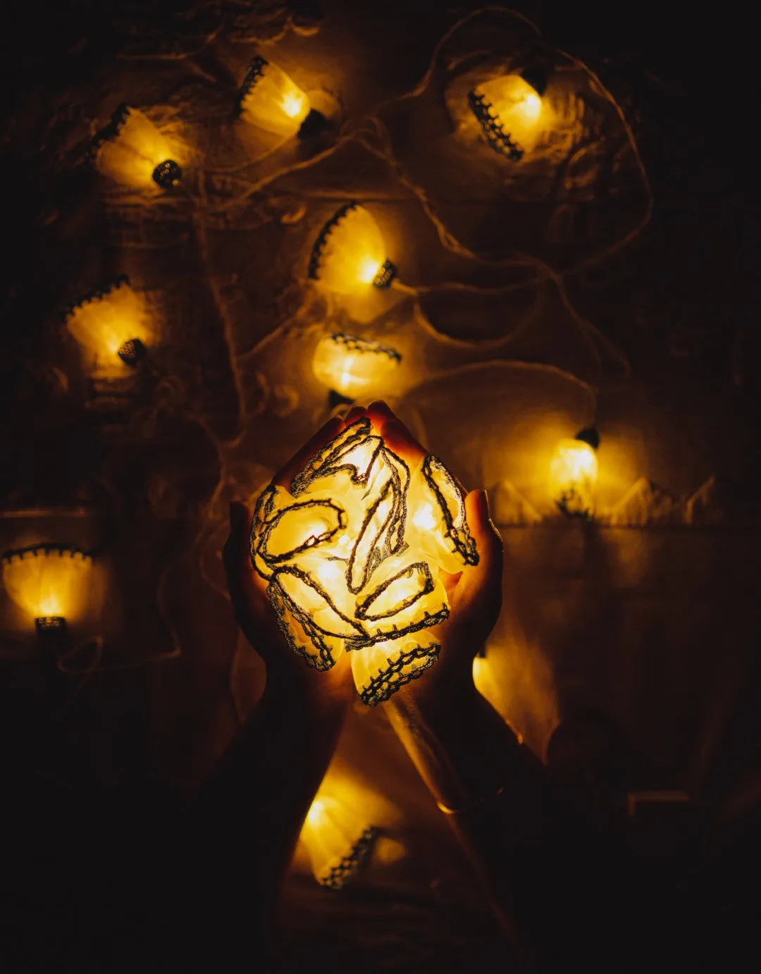 Handmade LED String Lights Blue Frock