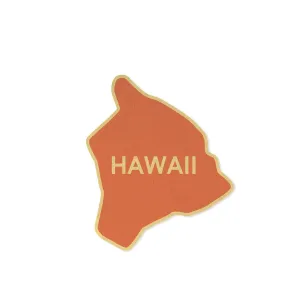 Hawaii Map Wood Shape Magnet, Orange
