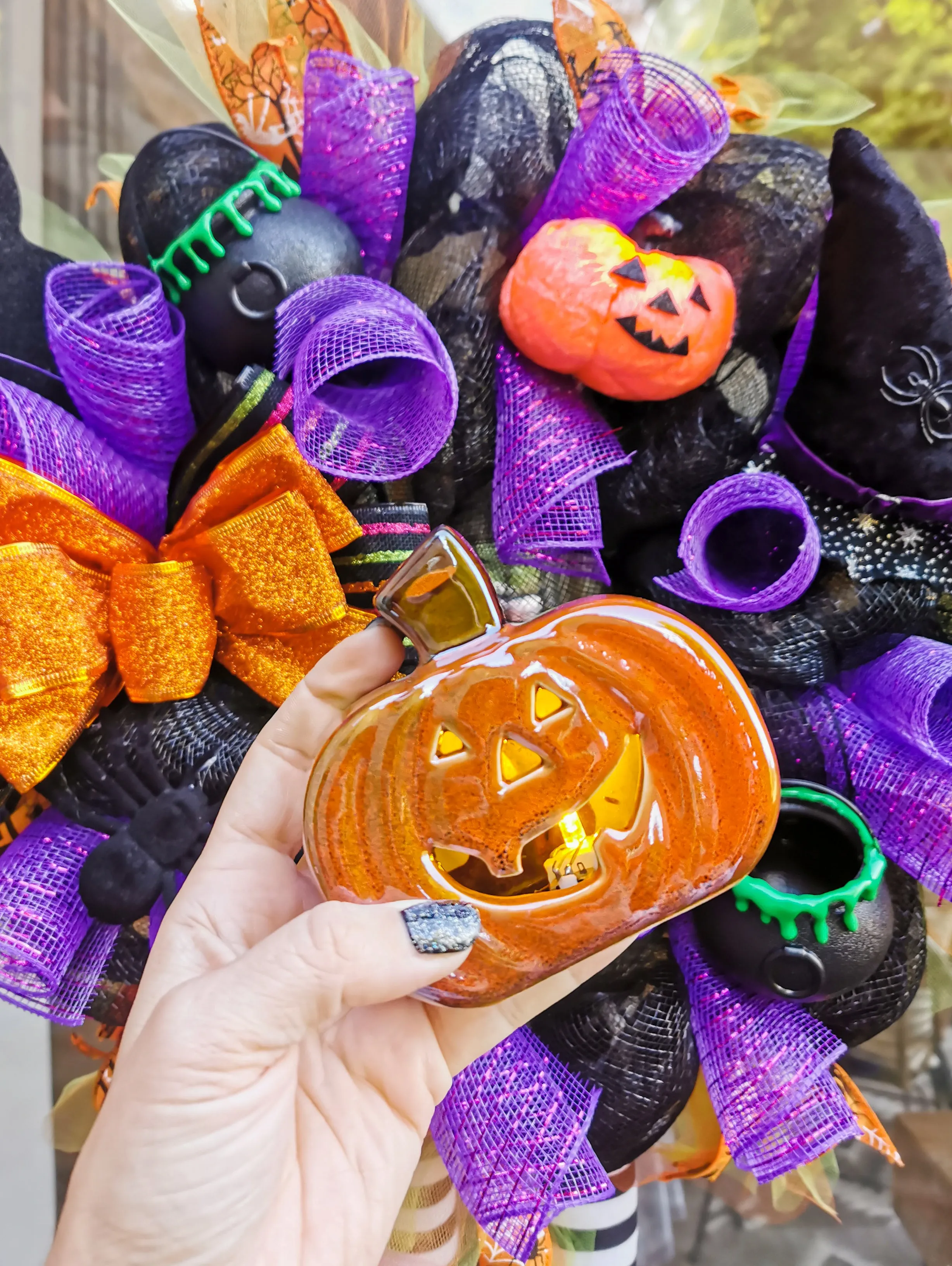 Heaven Sends Dark Orange Ceramic Light Up Pumpkin