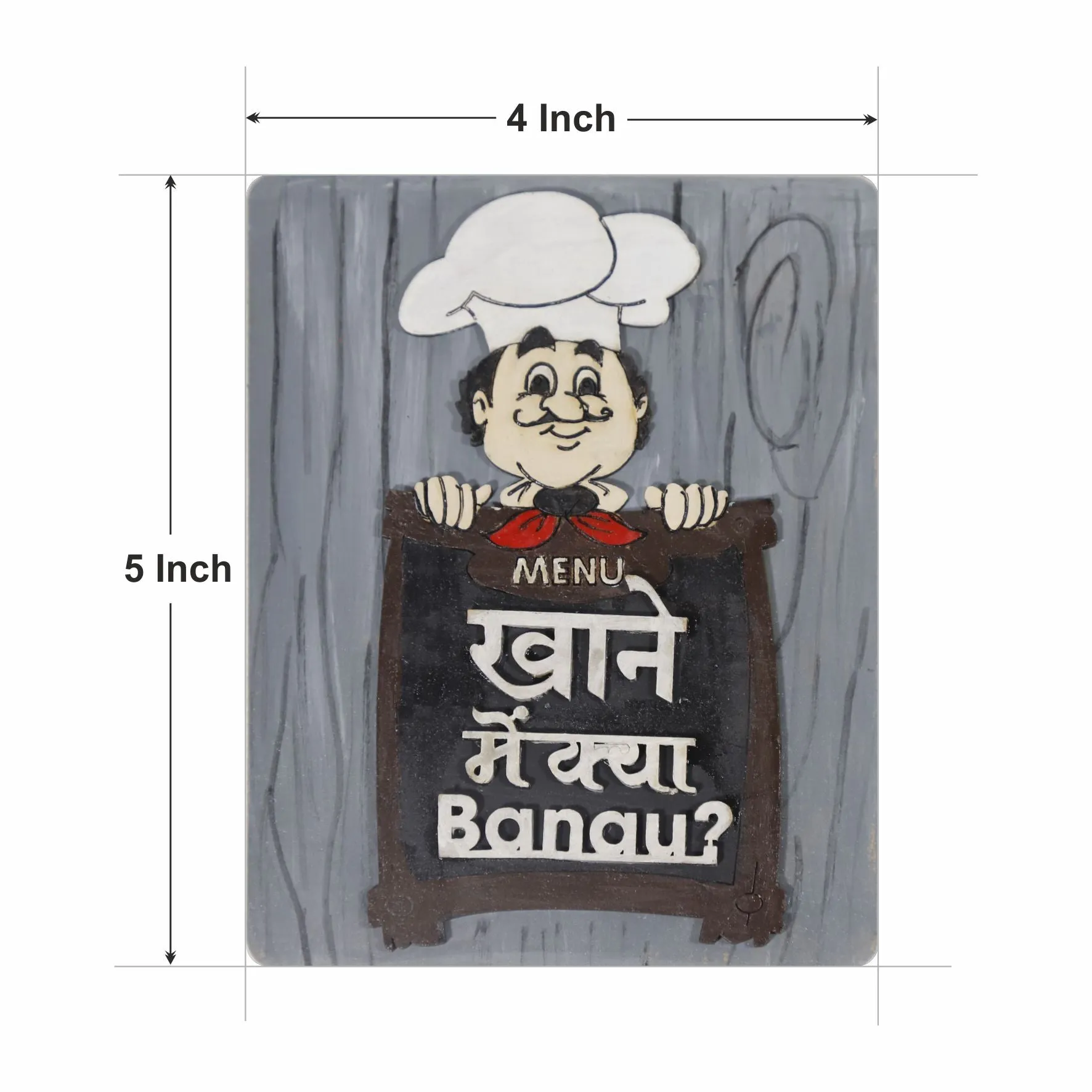 Khane Me Kya Banau Hand-Painted Fridge Magnet - Grey