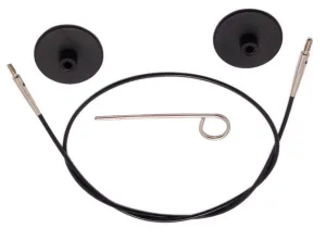 KnitPro Knitter's Pride Cords - 11'' - Black with Silver (to make a 20'' IC needle)