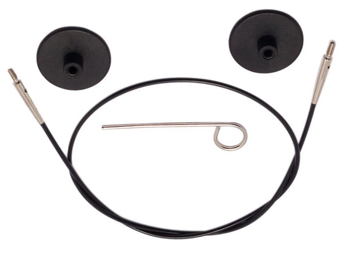 KnitPro Knitter's Pride Cords - 11'' - Black with Silver (to make a 20'' IC needle)
