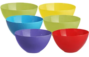 Kuber Industries Plastic Solid Bowl Set - 1000ml, 6 Piece, Multicolor