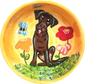 Large Chocolate Labrador Ceramic Bowl