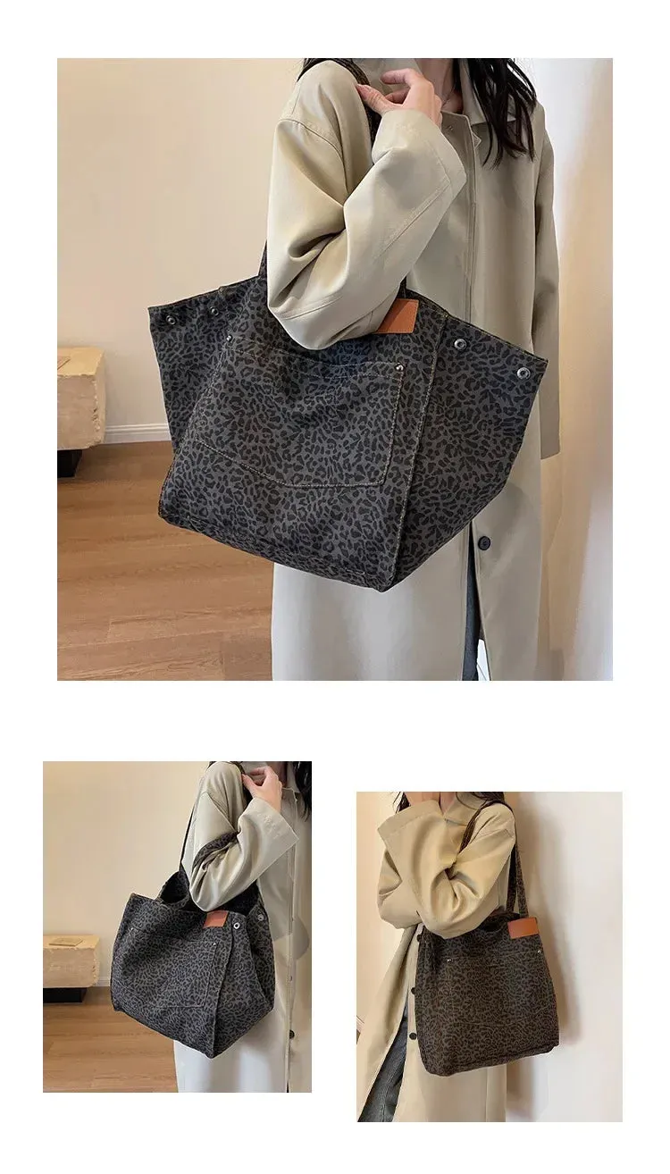 Leopard Print Korean Shopper Bag