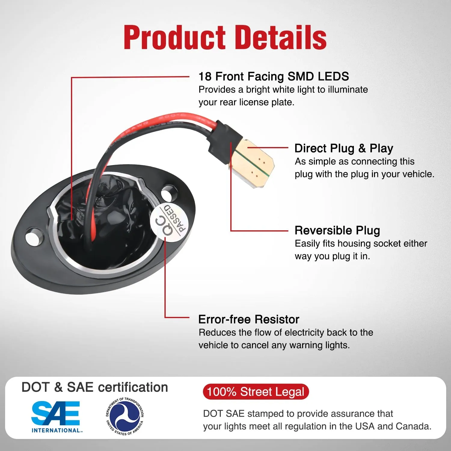 License Plate Light Compatible with 1994 1995 1996 1997 1998 1999 2000 2001 Dodge Ram 1500 2500 3500 2002 RAM 2500 3500 6000K White 2PCS Pack