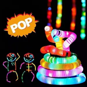 Light Up Pop Tubes Glow Sticks Large Pack Glow in the Dark Party Tubes, 6 Colors Bulk Light up Pop Tubes