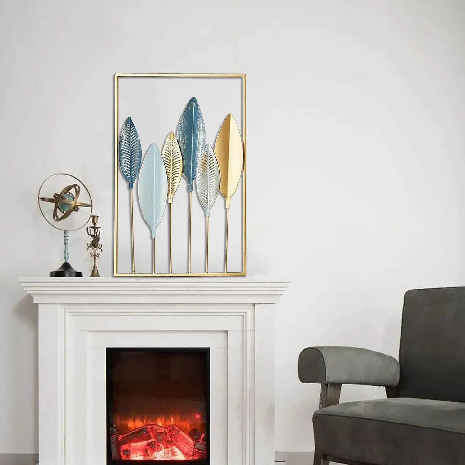LIOTIZ Wall Decor Modern Wall Sculpture for Living Room, Golden Leaf Room Decor Metal Wall Hanging Art Deco,Ginkgo Leaf Hanging Wall Art Sculpture for Home Decor Ornaments (Banana Leaf)