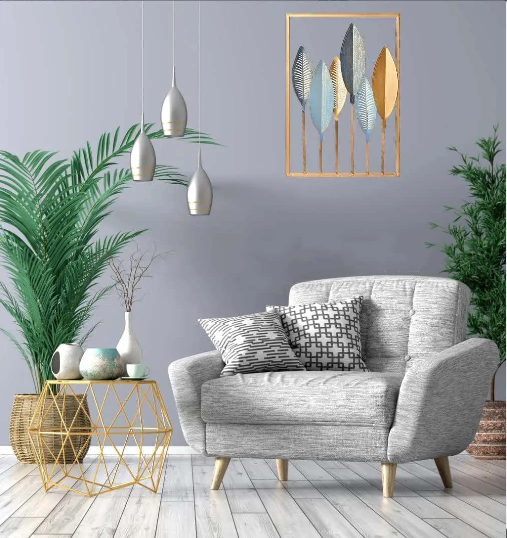 LIOTIZ Wall Decor Modern Wall Sculpture for Living Room, Golden Leaf Room Decor Metal Wall Hanging Art Deco,Ginkgo Leaf Hanging Wall Art Sculpture for Home Decor Ornaments (Banana Leaf)