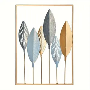 LIOTIZ Wall Decor Modern Wall Sculpture for Living Room, Golden Leaf Room Decor Metal Wall Hanging Art Deco,Ginkgo Leaf Hanging Wall Art Sculpture for Home Decor Ornaments (Banana Leaf)