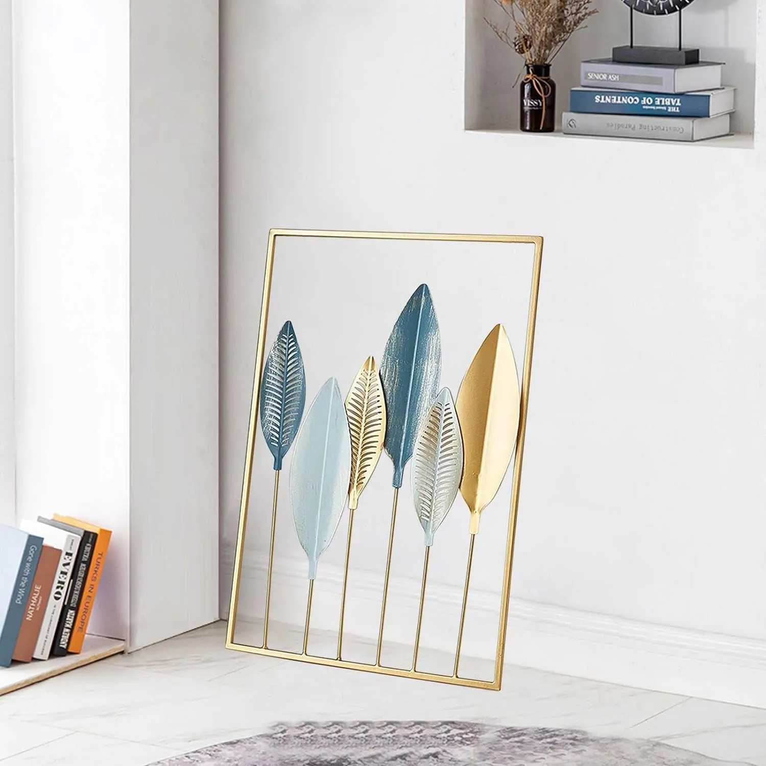 LIOTIZ Wall Decor Modern Wall Sculpture for Living Room, Golden Leaf Room Decor Metal Wall Hanging Art Deco,Ginkgo Leaf Hanging Wall Art Sculpture for Home Decor Ornaments (Banana Leaf)