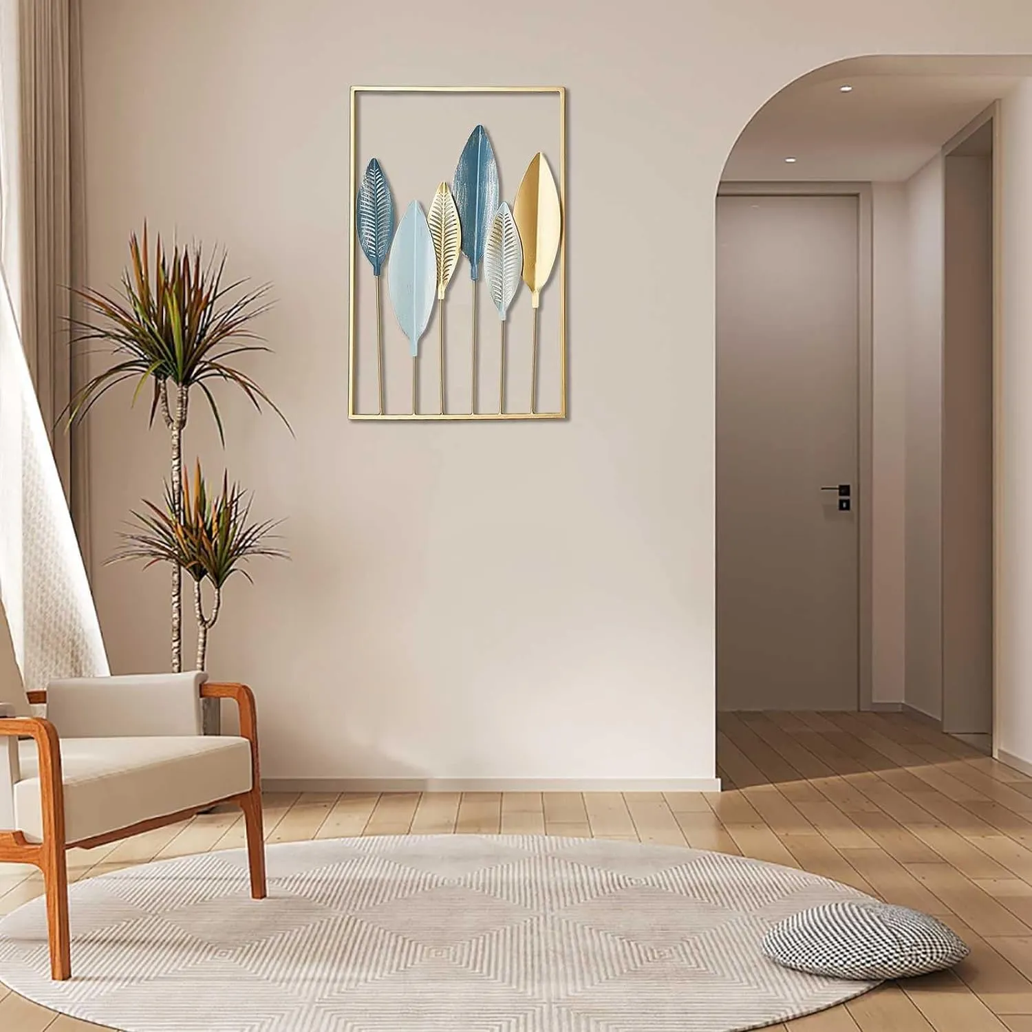 LIOTIZ Wall Decor Modern Wall Sculpture for Living Room, Golden Leaf Room Decor Metal Wall Hanging Art Deco,Ginkgo Leaf Hanging Wall Art Sculpture for Home Decor Ornaments (Banana Leaf)
