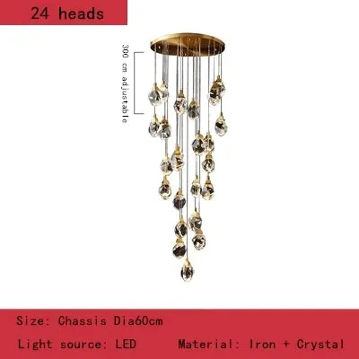 Luxury Villa Crystal Chandelier Pendant Lights for Home Decor by Mansion