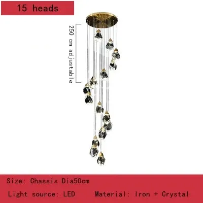 Luxury Villa Crystal Chandelier Pendant Lights for Home Decor by Mansion