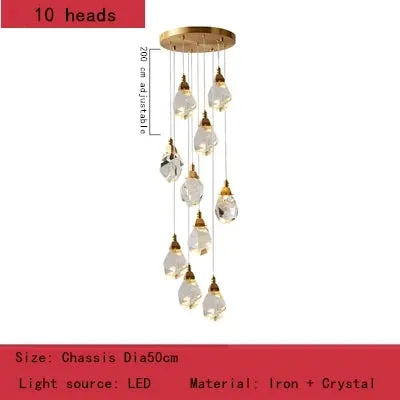 Luxury Villa Crystal Chandelier Pendant Lights for Home Decor by Mansion