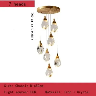 Luxury Villa Crystal Chandelier Pendant Lights for Home Decor by Mansion