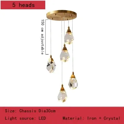 Luxury Villa Crystal Chandelier Pendant Lights for Home Decor by Mansion