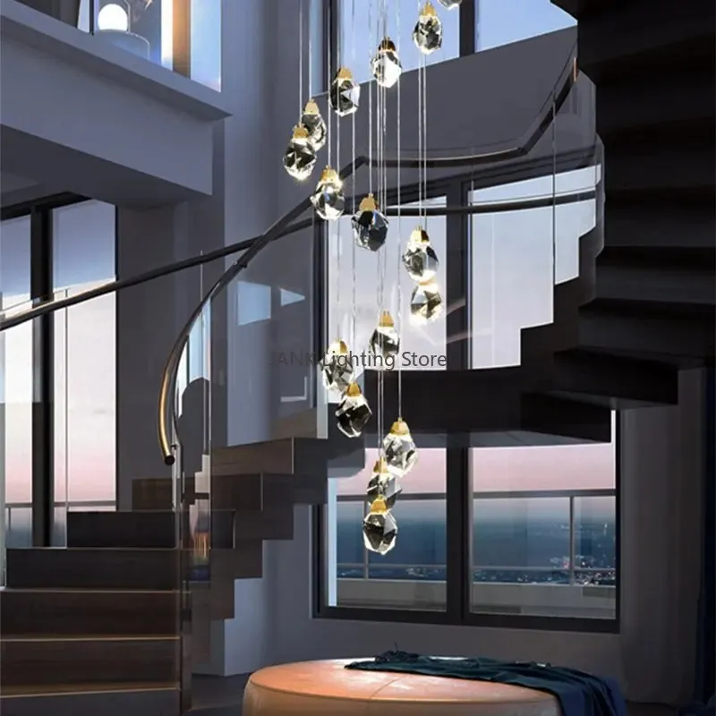 Luxury Villa Crystal Chandelier Pendant Lights for Home Decor by Mansion