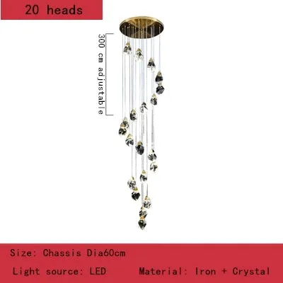 Luxury Villa Crystal Chandelier Pendant Lights for Home Decor by Mansion