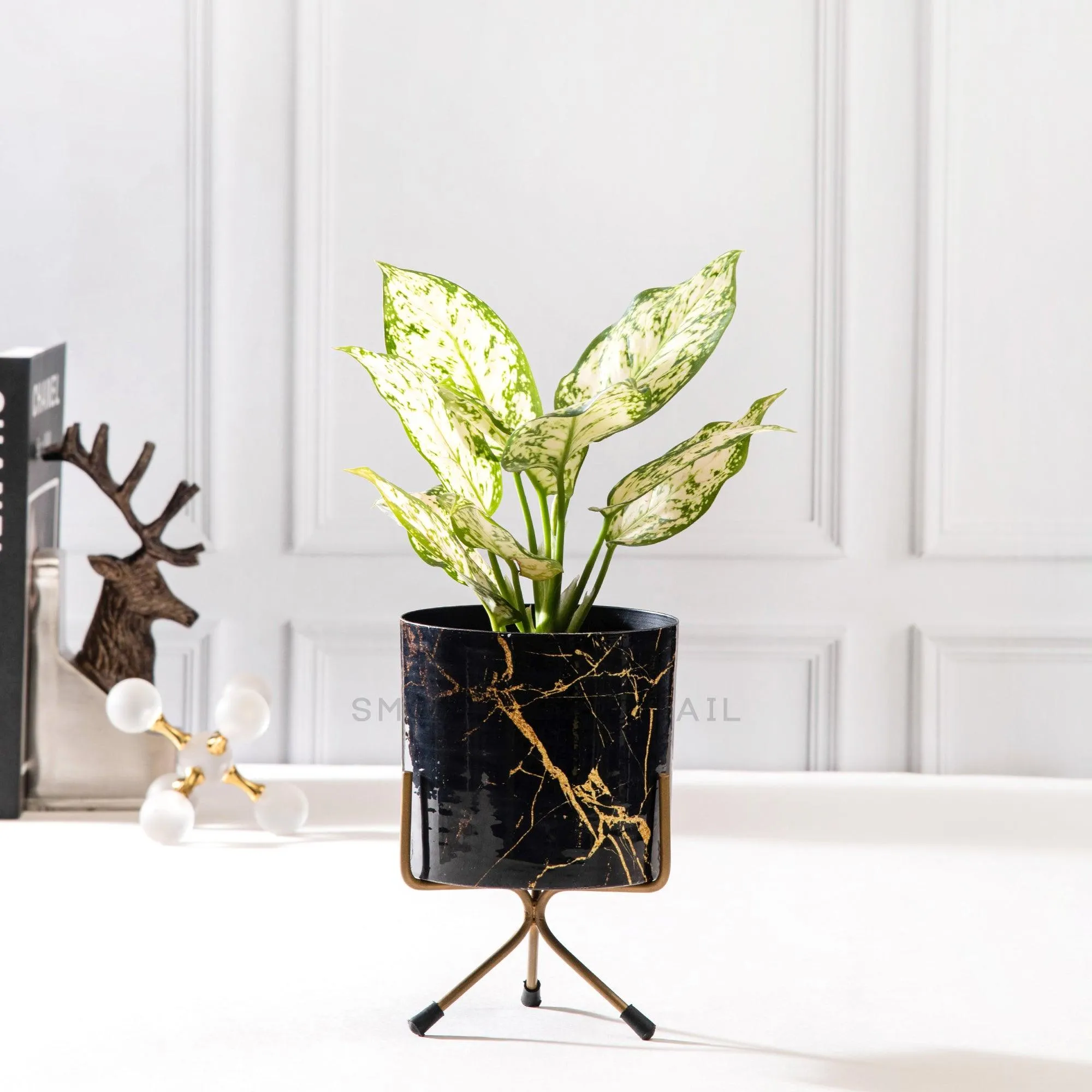 Marble Look Planter - Set Of 2