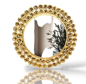 MODERATE HOMES Decorative Metal Frame Round Wall Mirror Bathroom Mirror Living Room Mirror Royal Mirror Villas Mirror 22inch (Gold)