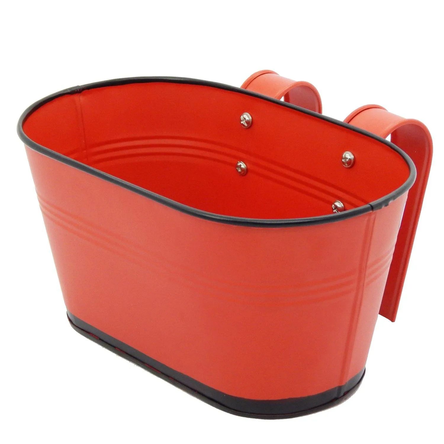 Oval Red/Black 10" Balcony Railing Planter