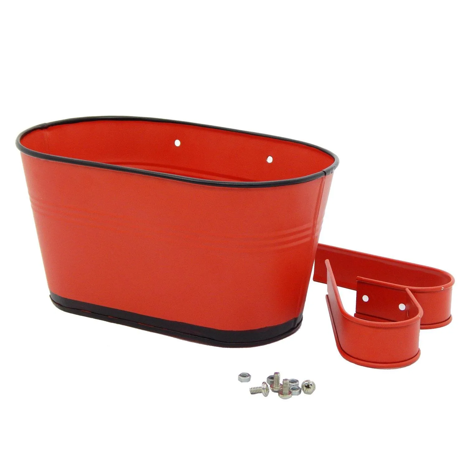 Oval Red/Black 10" Balcony Railing Planter