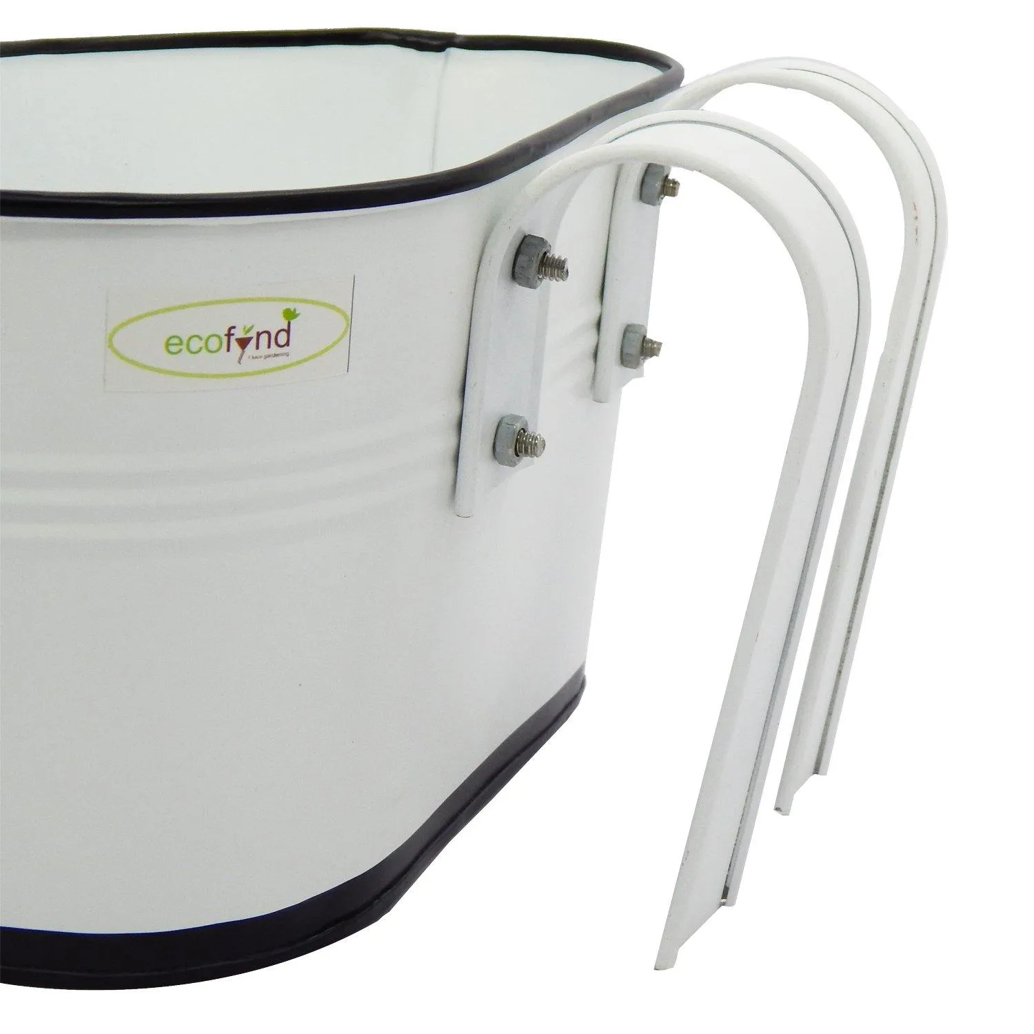 Oval White/Black 10" Balcony Railing Planter