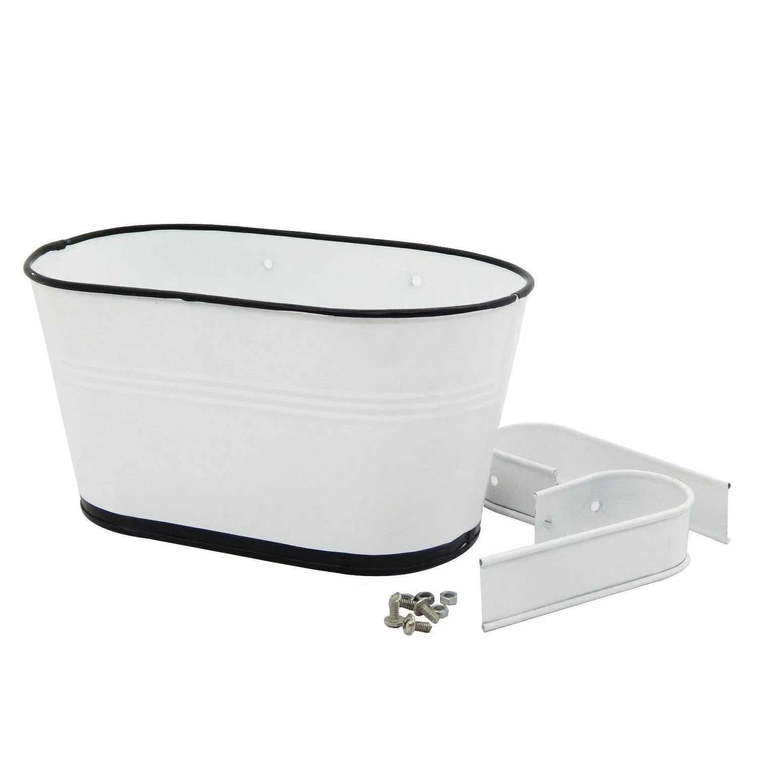 Oval White/Black 10" Balcony Railing Planter