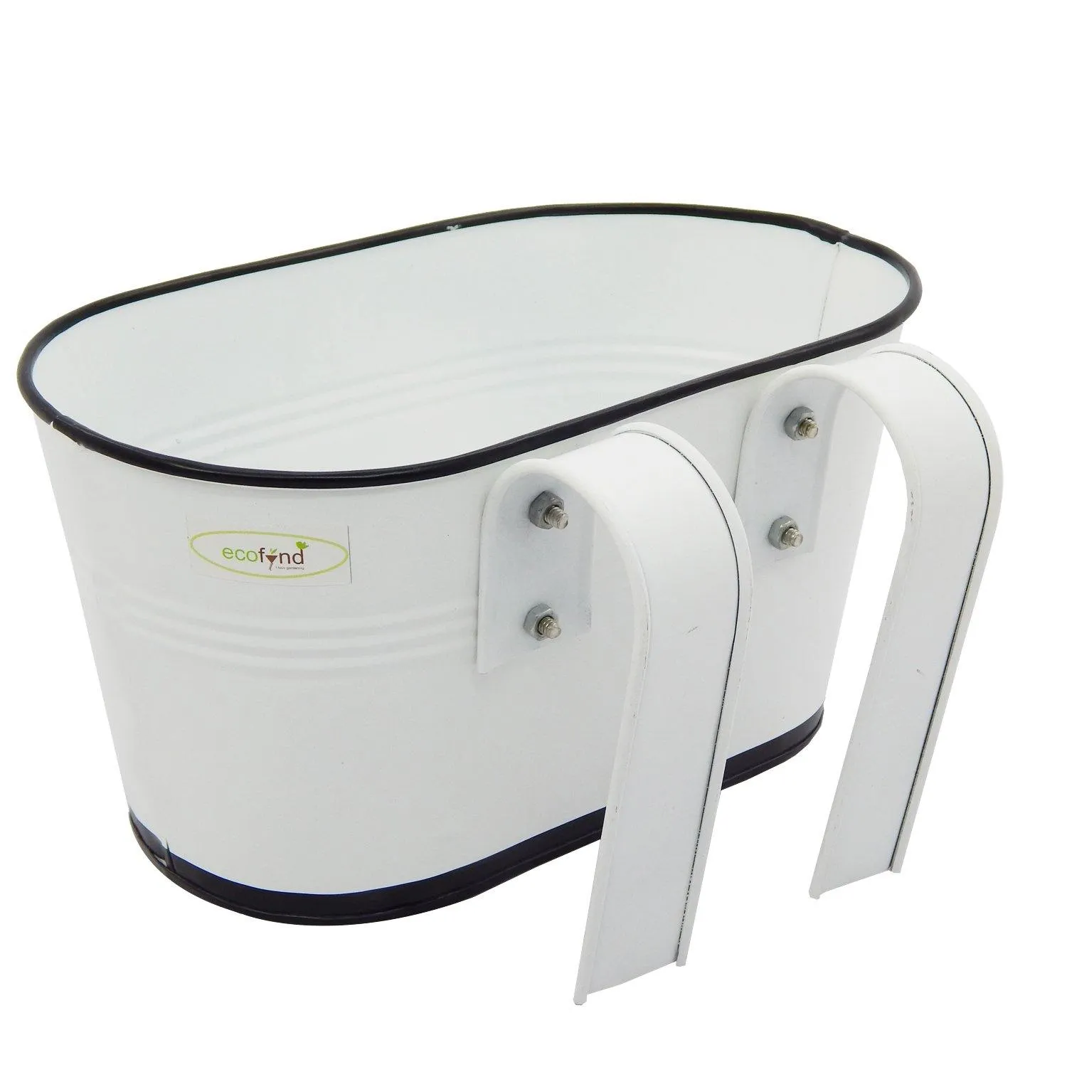 Oval White/Black 10" Balcony Railing Planter