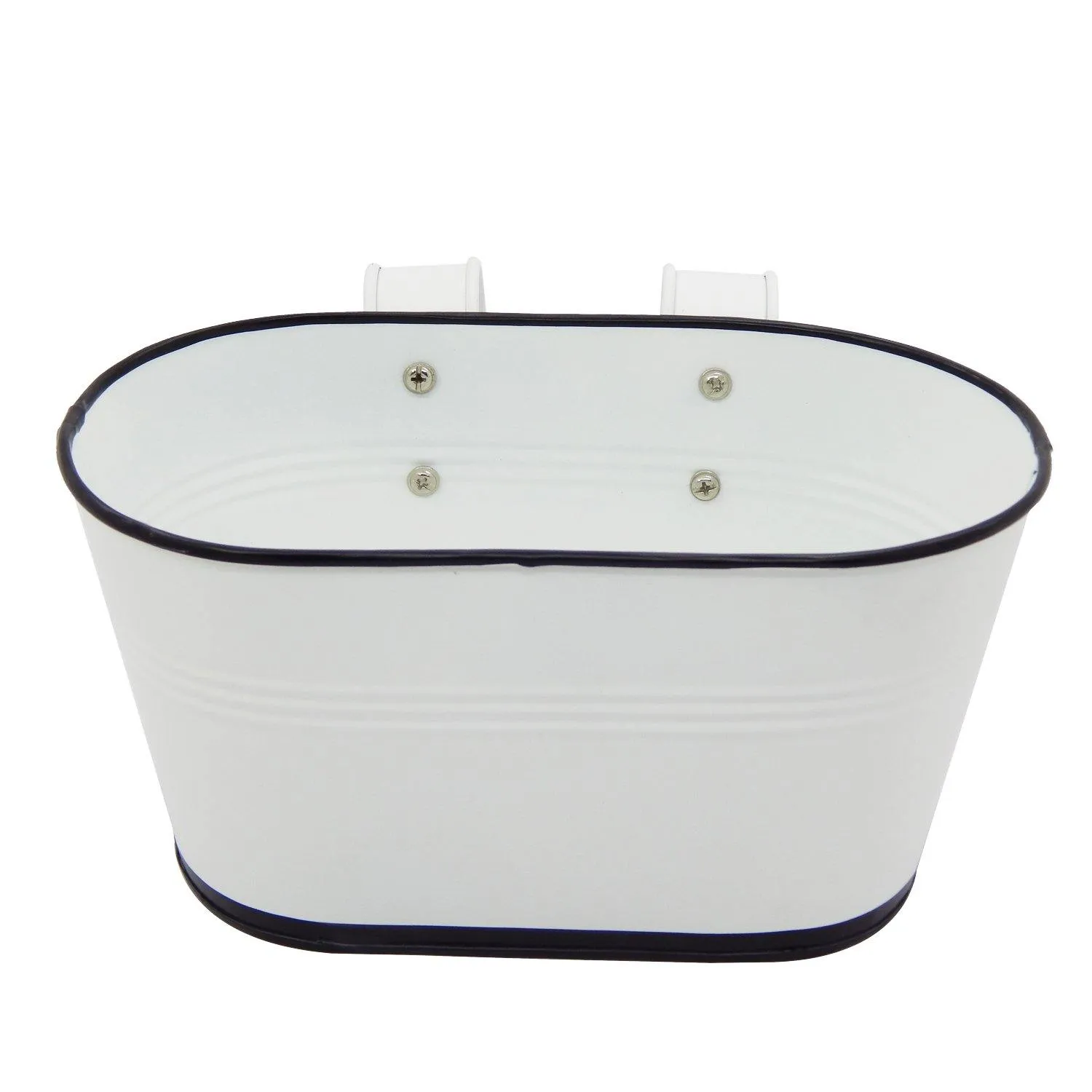 Oval White/Black 10" Balcony Railing Planter
