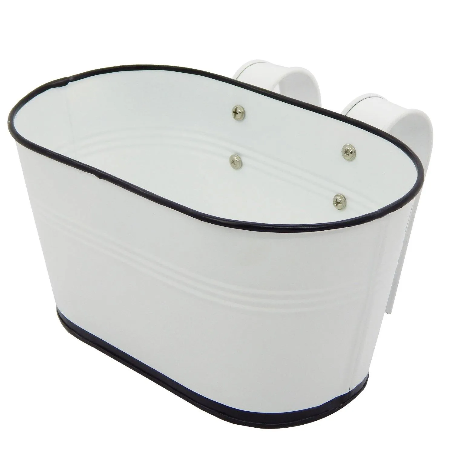 Oval White/Black 10" Balcony Railing Planter