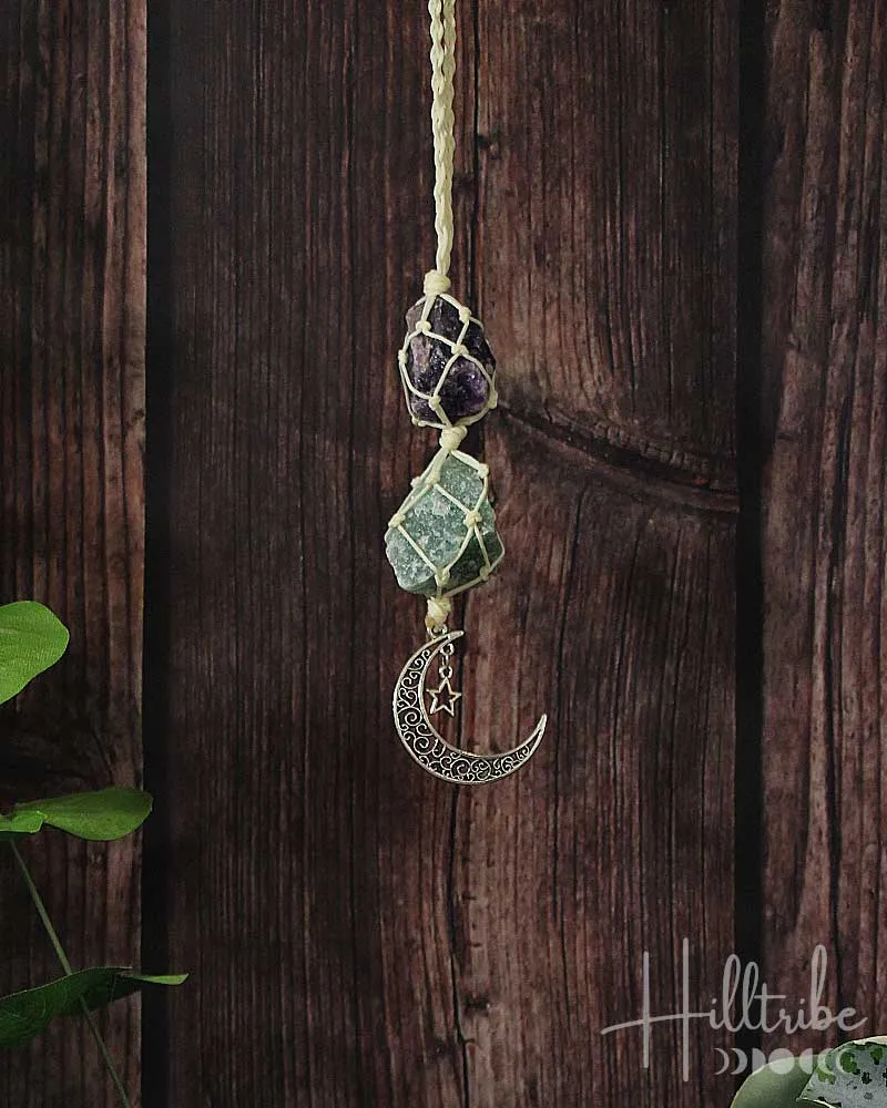 Peaceful Dreams Moon   Crystal Hanging
