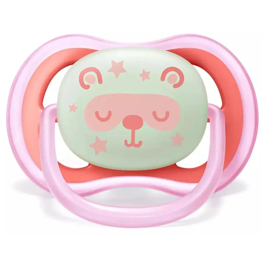 Philips Avent Silicone Soother Ultra Air 6-18m Night Girl 2pcs - SCF376/22