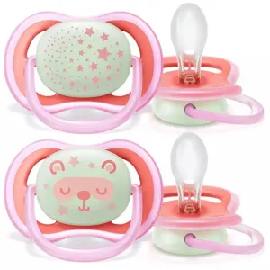 Philips Avent Silicone Soother Ultra Air 6-18m Night Girl 2pcs - SCF376/22