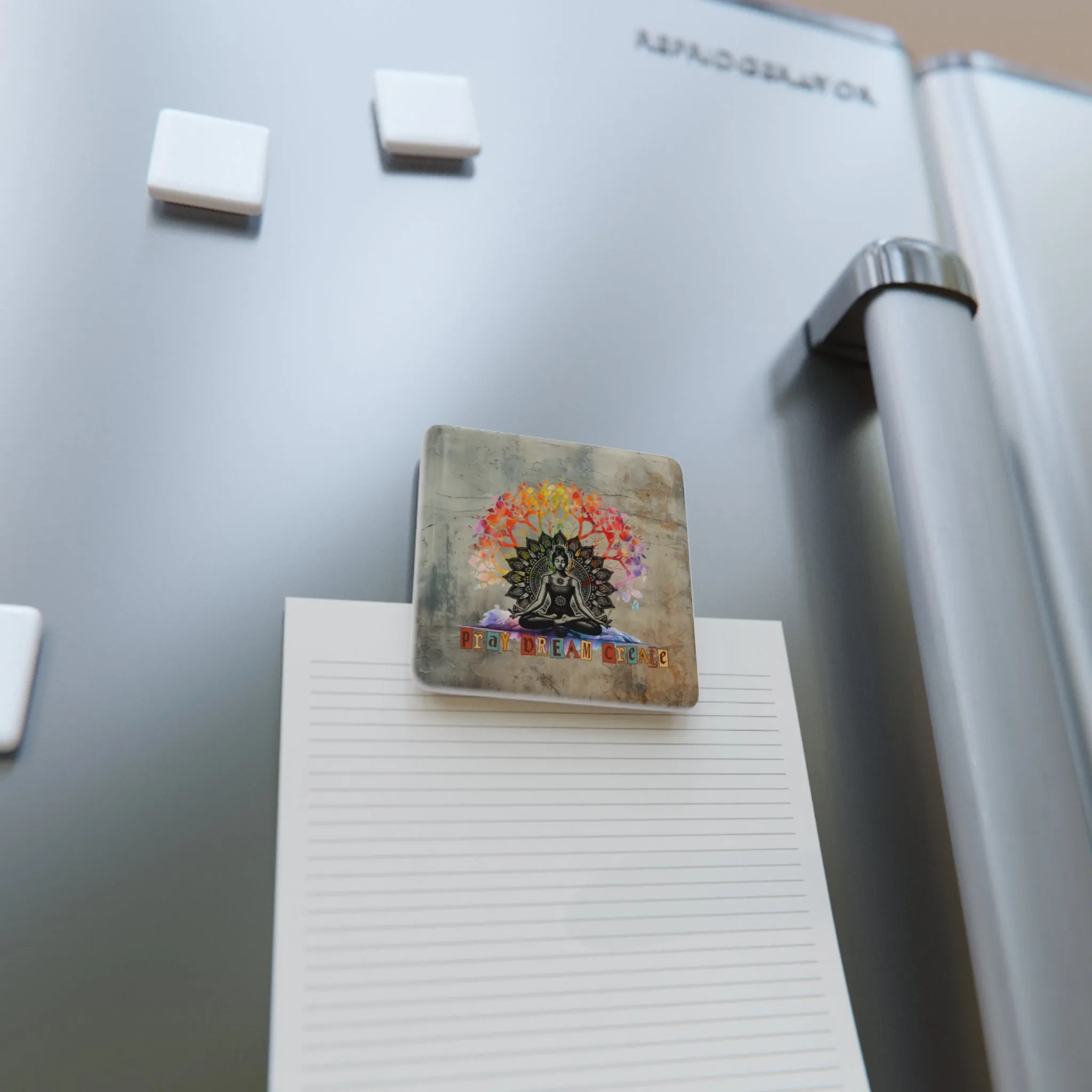 Pray Dream Create Yoga Porcelain Magnet, Square, Cute Porcelain Magnet, Mindful Gift, Yoga lovers Porcelain Magnet, Yoga Instructor Gift, Gift For Yoga lovers, Gift For Yogi.
