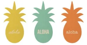 Printed Pineapple Magnets with Aloha, Set of 3