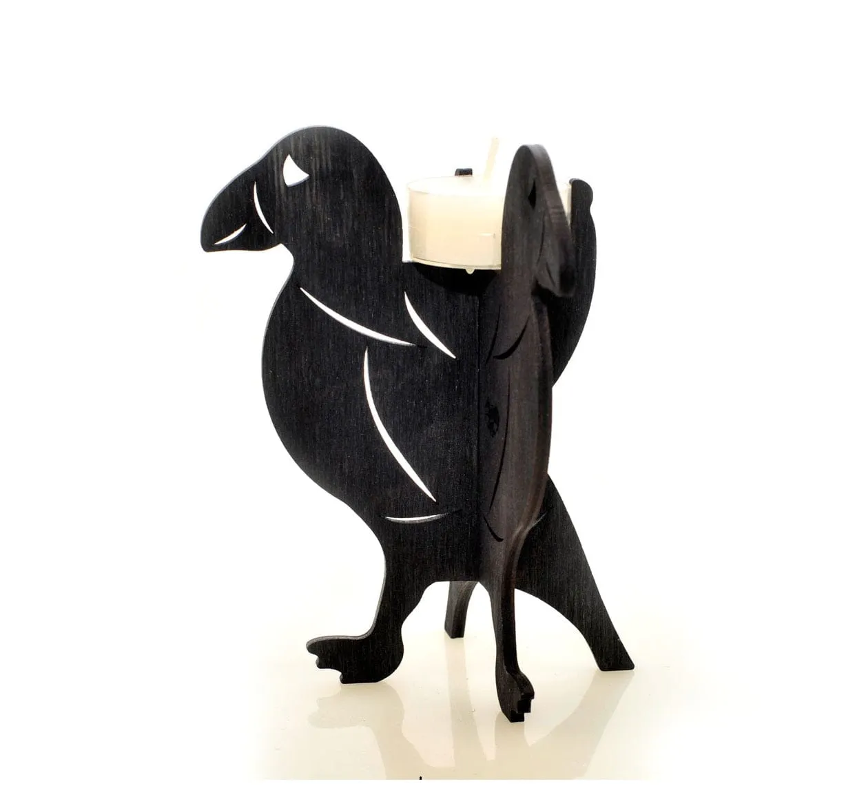 Puffin Lundi Shaped Plywood Candle Holder Laser Cut