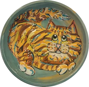 "Morrisy Red Robin" Cat Dish by Debby Carman