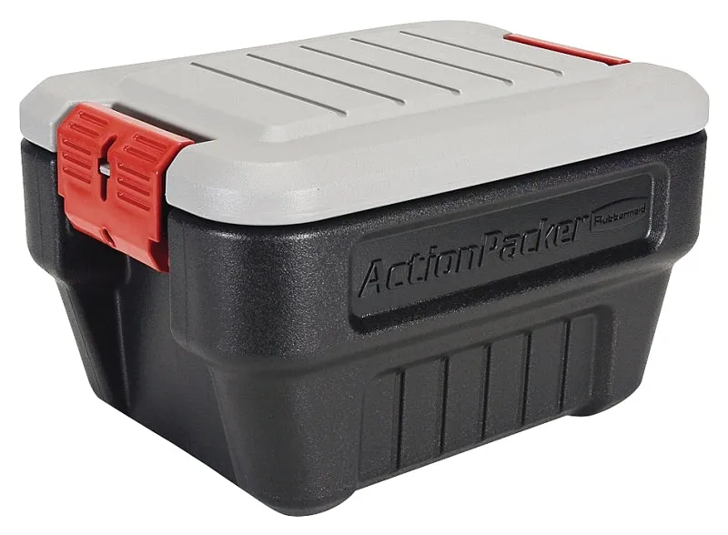 Rubbermaid ActionPacker RMAP080000 Storage Box, Plastic, Black, 19 in L, 14.1 in W, 12.1 in H :EA: QUANTITY: 1