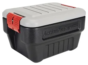 Rubbermaid ActionPacker RMAP080000 Storage Box, Plastic, Black, 19 in L, 14.1 in W, 12.1 in H :EA: QUANTITY: 1